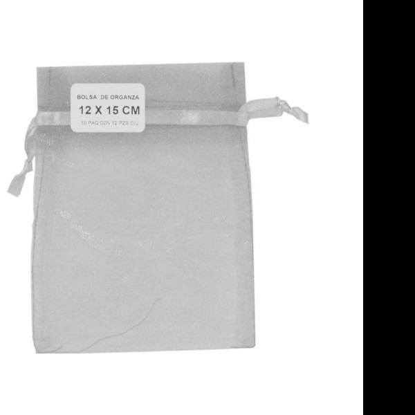 BOLSA ORGANZA CONFETTI 12X15CM.PLATA PZA